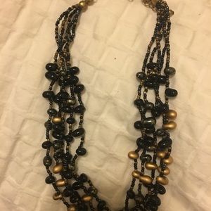 ***BUY 3 FOR $12***Black & gold glass beaded
